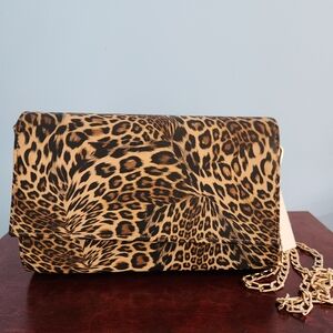 Leopard Print Chain Strap Women's Bag